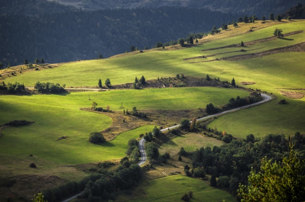 Green mountains hills landscape, Bieszczady, Poland